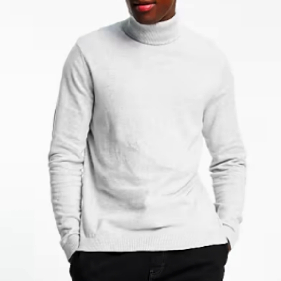 ASOS Design Knitted Cotton Roll Neck Sweater in Light Heather Gray - Picture 3 of 5
